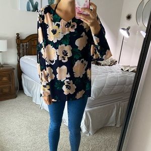 Floral tie sleeve blouse